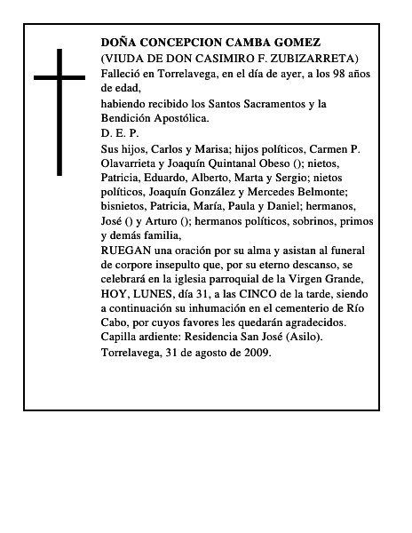 DOÑA CONCEPCION CAMBA GOMEZ