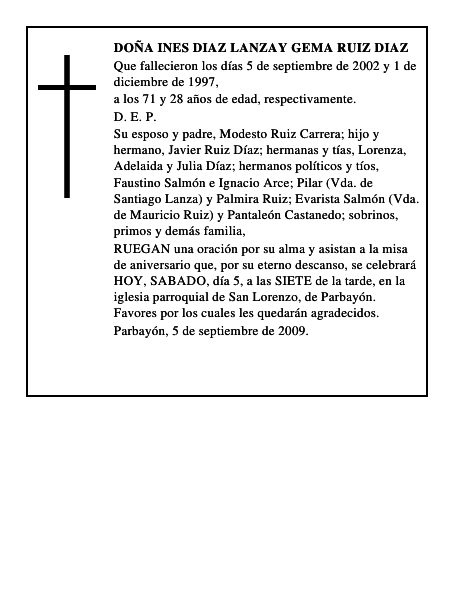 DOÑA INES DIAZ LANZAY GEMA RUIZ DIAZ