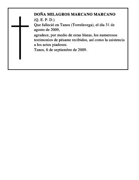 DOÑA MILAGROS MARCANO MARCANO