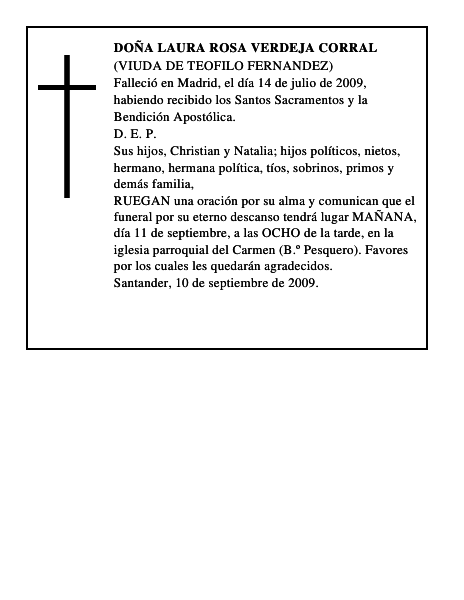 DOÑA LAURA ROSA VERDEJA CORRAL