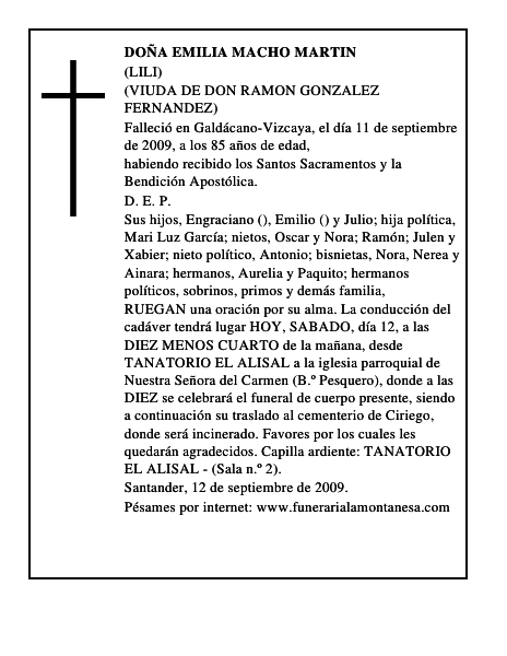 DOÑA EMILIA MACHO MARTIN