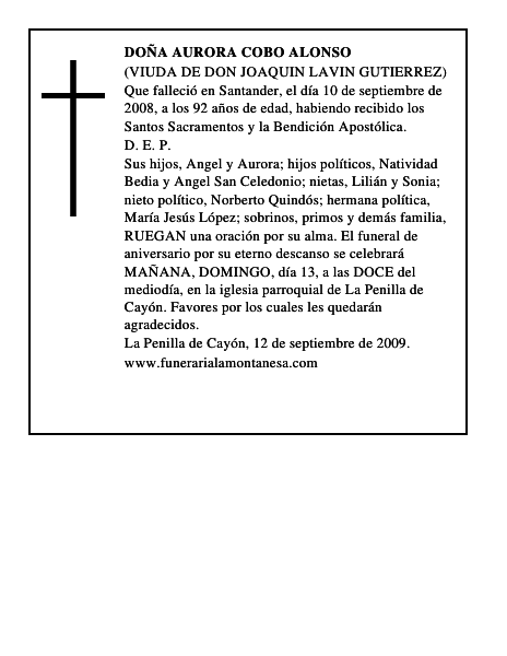 DOÑA AURORA COBO ALONSO