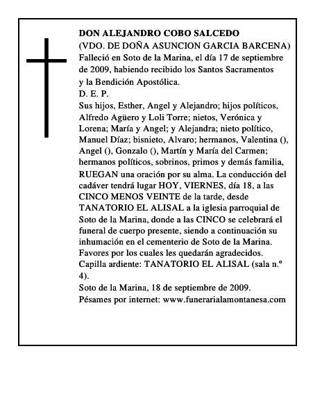 DON ALEJANDRO COBO SALCEDO