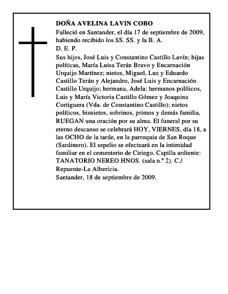 DOÑA AVELINA LAVIN COBO