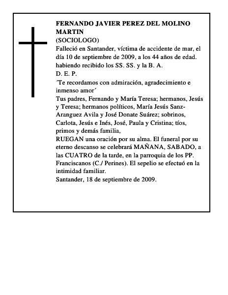 FERNANDO JAVIER PEREZ DEL MOLINO MARTIN