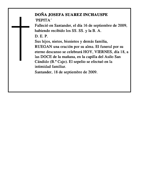 DOÑA JOSEFA SUAREZ INCHAUSPE