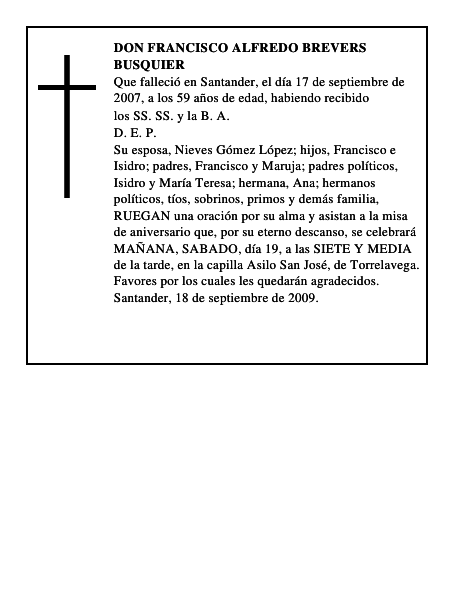 DON FRANCISCO ALFREDO BREVERS BUSQUIER