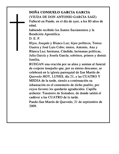 DOÑA CONSUELO GARCIA GARCIA