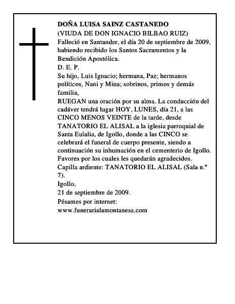 DOÑA LUISA SAINZ CASTANEDO