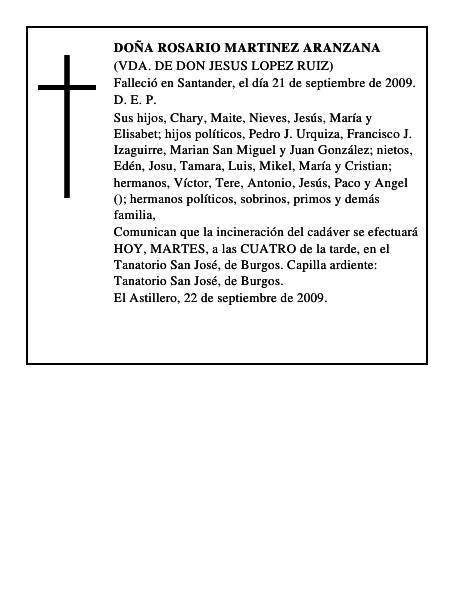 DOÑA ROSARIO MARTINEZ ARANZANA