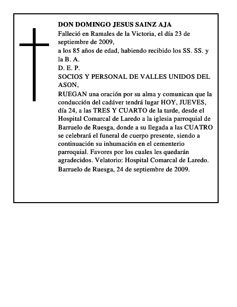 DON DOMINGO JESUS SAINZ AJA