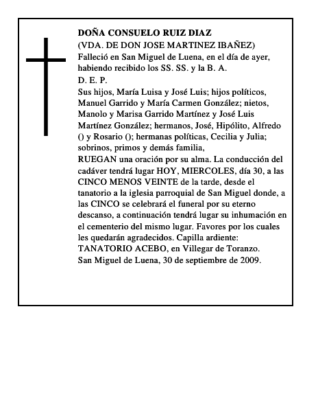DOÑA CONSUELO RUIZ DIAZ