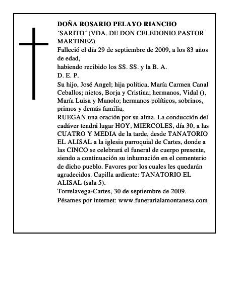 DOÑA ROSARIO PELAYO RIANCHO