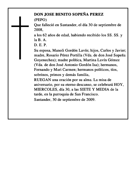 DON JOSE BENITO SOPEÑA PEREZ