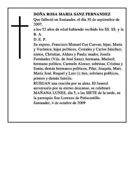 DOÑA ROSA MARIA SANZ FERNANDEZ