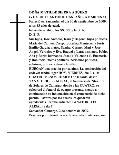 DOÑA MATILDE SIERRA AGÜERO