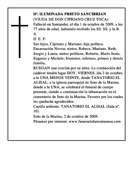Dª. ILUMINADA PRIETO SANCIBRIAN