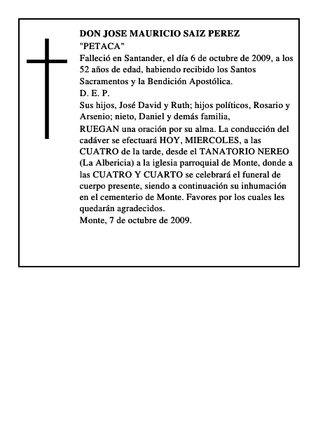 DON JOSE MAURICIO SAIZ PEREZ