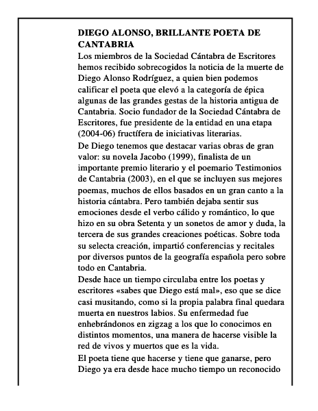 Diego Alonso, brillante poeta de Cantabria
