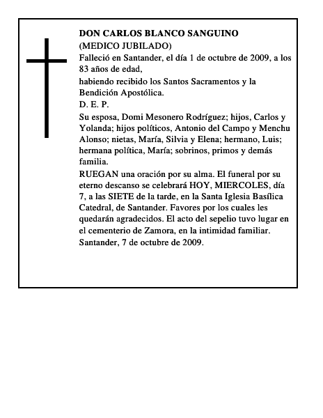 DON CARLOS BLANCO SANGUINO