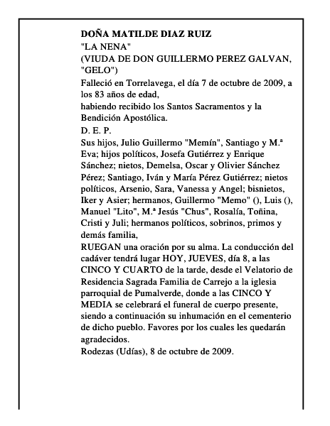 DOÑA MATILDE DIAZ RUIZ