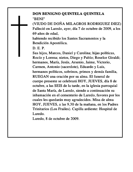 DON BENIGNO QUINTELA QUINTELA