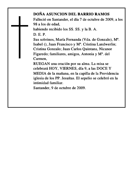 DOÑA ASUNCION DEL BARRIO RAMOS
