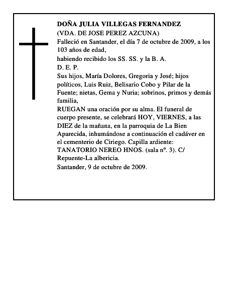 DOÑA JULIA VILLEGAS FERNANDEZ