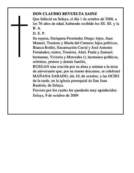 DON CLAUDIO REVUELTA SAINZ