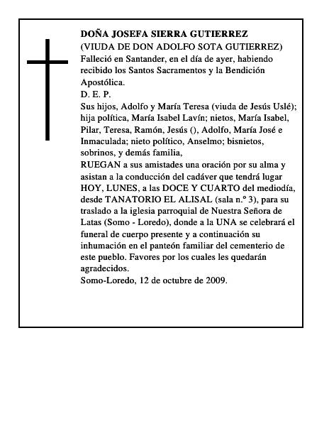 DOÑA JOSEFA SIERRA GUTIERREZ