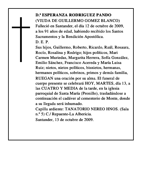 D.ª ESPERANZA RODRIGUEZ PANDO