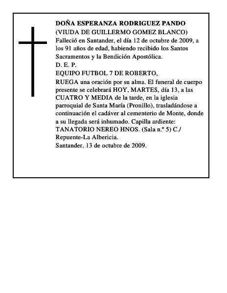 DOÑA ESPERANZA RODRIGUEZ PANDO