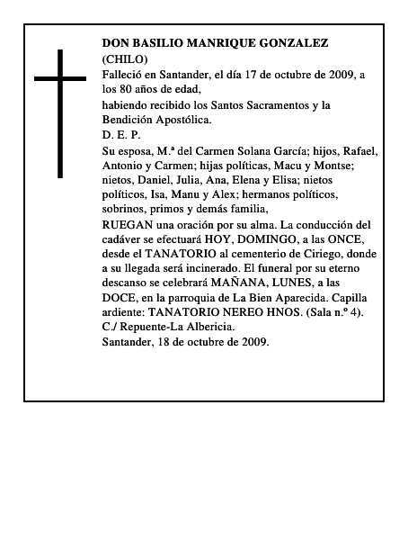DON BASILIO MANRIQUE GONZALEZ
