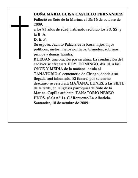 DOÑA MARIA LUISA CASTILLO FERNANDEZ
