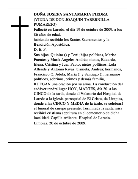 DOÑA JOSEFA SANTAMARIA PIEDRA