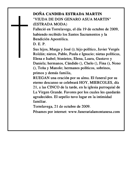DOÑA CANDIDA ESTRADA MARTIN