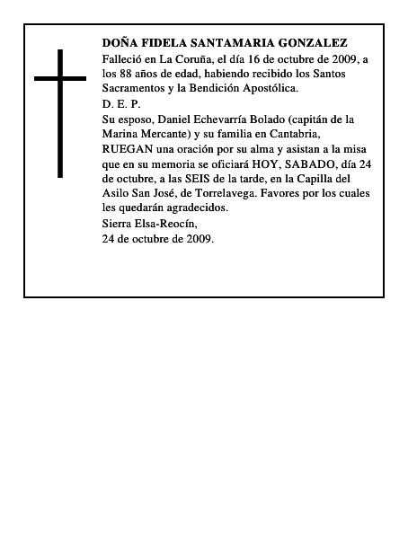 DOÑA FIDELA SANTAMARIA GONZALEZ