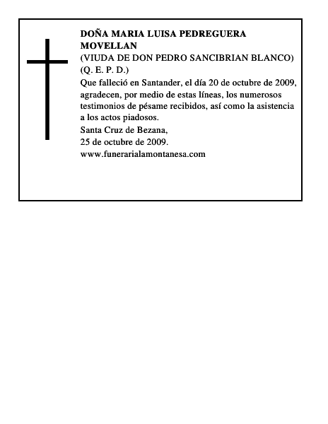 DOÑA MARIA LUISA PEDREGUERA MOVELLAN
