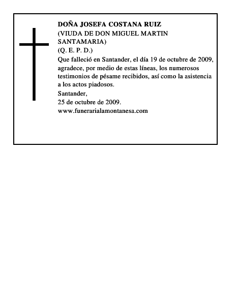 DOÑA JOSEFA COSTANA RUIZ