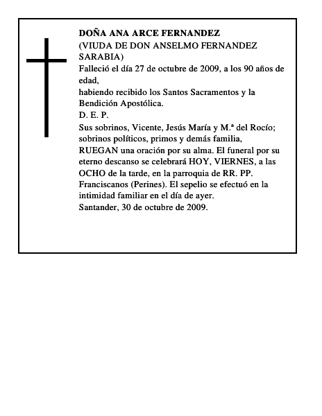 DOÑA ANA ARCE FERNANDEZ