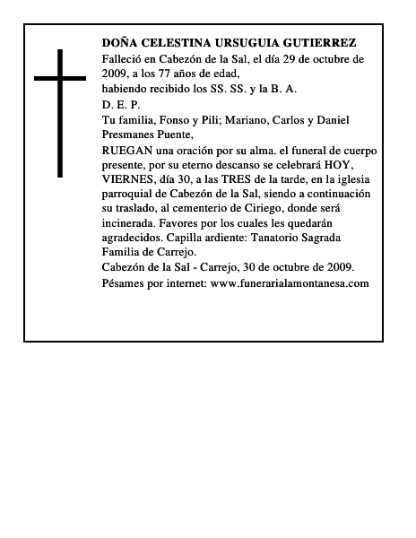 DOÑA CELESTINA URSUGUIA GUTIERREZ