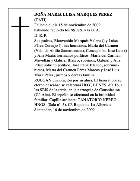 DOÑA MARIA LUISA MARQUES PEREZ