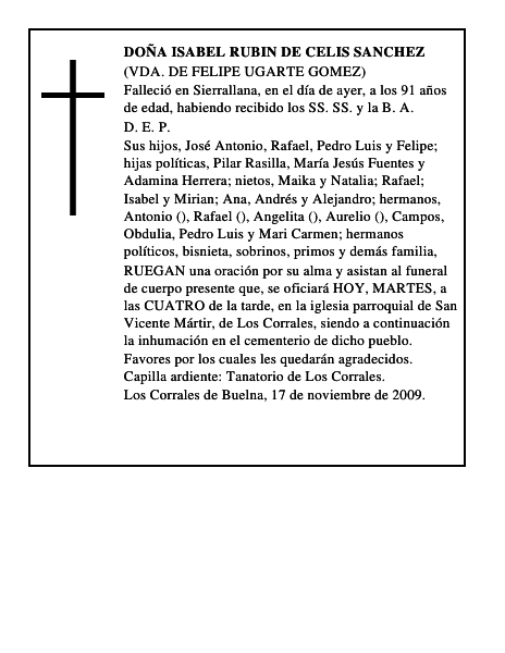 DOÑA ISABEL RUBIN DE CELIS SANCHEZ