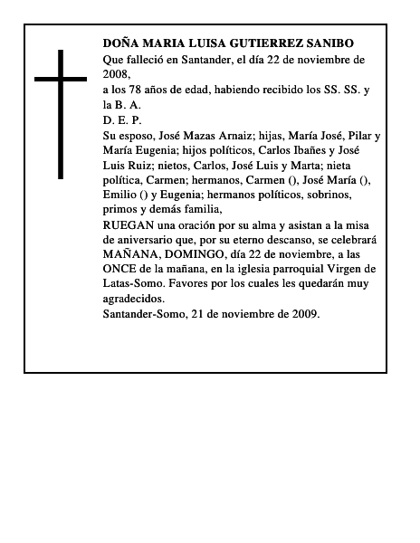 DOÑA MARIA LUISA GUTIERREZ SANIBO