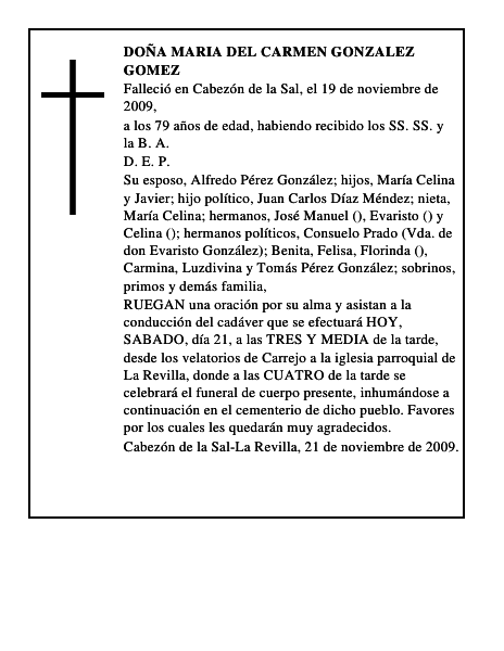 DOÑA MARIA DEL CARMEN GONZALEZ GOMEZ
