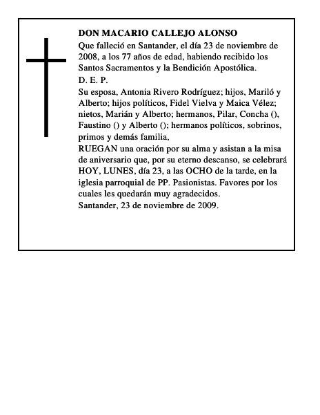 DON MACARIO CALLEJO ALONSO