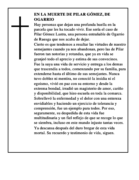 En la muerte de Pilar Gómez, de Ogarrio