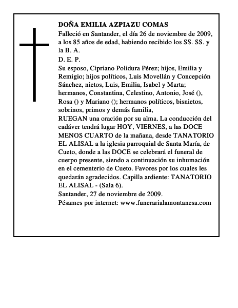 DOÑA EMILIA AZPIAZU COMAS