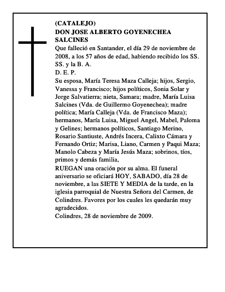 DON JOSE ALBERTO GOYENECHEA SALCINES