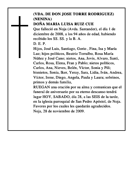 DOÑA MARIA LUISA RUIZ CUE